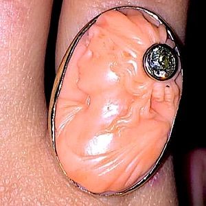 Victorian Coral Cameo Habille (with diamond)